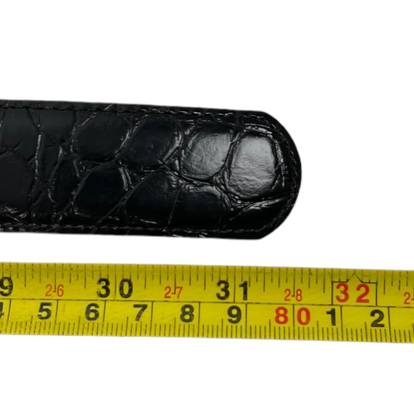Garfinckel's Small Alligator Grain Steerhide Belt Made in USA Gold Tone Buckle - Picture 13 of 14